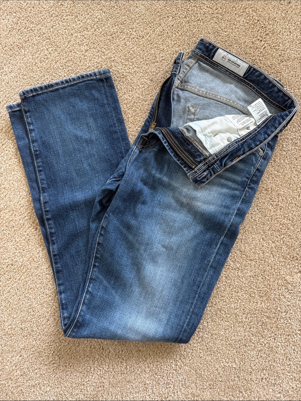 AG Adriano Goldschmied Men's Medium Blue Straight Jeans Everett